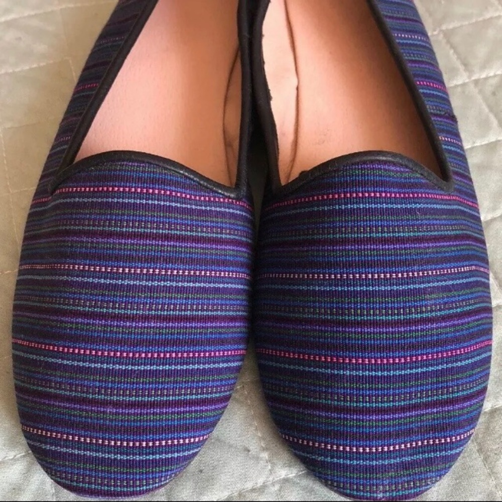 Canvas colorful slip on leather soles sz 39 / 8.5